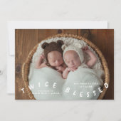 Tweemaal gezegende typografie Geboorteaankondiging Aankondiging (Voorkant)