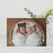 Tweemaal gezegende typografie Geboorteaankondiging Aankondiging (Staand voorkant)