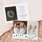 Tweemaal gezegende typografie Witte Geboorteaankon Aankondiging