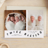 Tweemaal gezegende typografie Witte Geboorteaankon Aankondiging