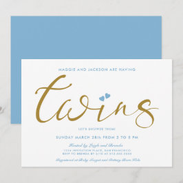 Tweemaal het Love Twin Boys Baby shower Kaart