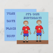 Tweemaal in Boys Birthday Uitnodiging (Voorkant / Achterkant)