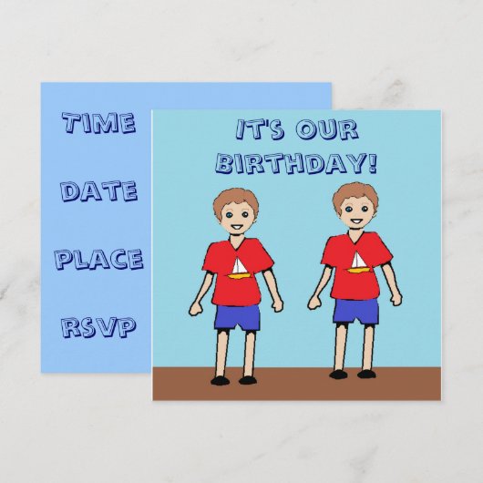 Tweemaal in Boys Birthday Uitnodiging (Voorkant / Achterkant)