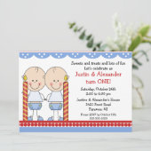 Tweemaal in de eerste verjaardag kaart (Staand voorkant)