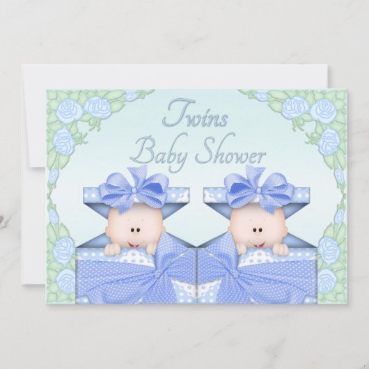 Tweemaal in dozen in Rozen Baby shower met cadeaud Kaart (Voorkant)