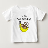 Tweemaal jongens 1ste verjaardag Monkey Tshirts en (Voorkant)