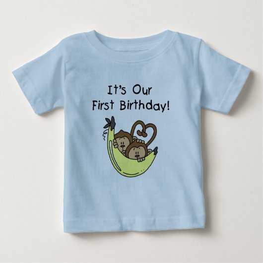 Tweemaal jongens 1ste verjaardag Monkey Tshirts en (Voorkant)