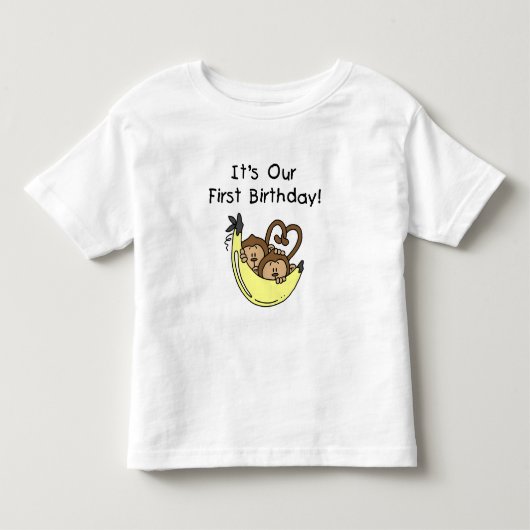 Tweemaal jongens 1ste verjaardag Monkey Tshirts en (Voorkant)