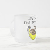 Tweemaal jongens 1ste verjaardag Monkey Tshirts en Matglas Koffiemok (Voorkant links)