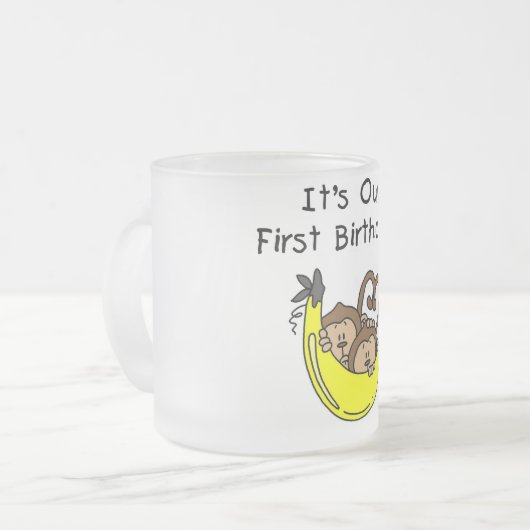 Tweemaal jongens 1ste verjaardag Monkey Tshirts en Matglas Koffiemok (Voorkant links)