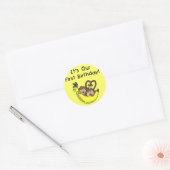 Tweemaal jongens 1ste verjaardag Monkey Tshirts en Ronde Sticker (Envelop)