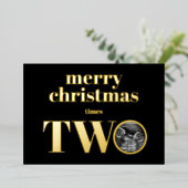 Tweemaal kerstfeestelijke briefkaart Gold (Staand Voorkant)