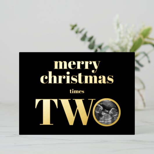 Tweemaal kerstfeestelijke briefkaart Gold (Staand Voorkant)