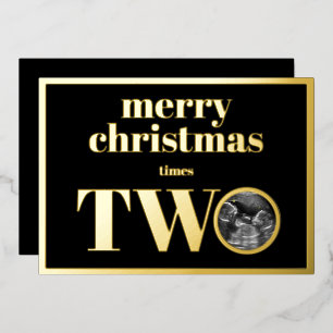 Tweemaal kerstfeestelijke briefkaart Gold