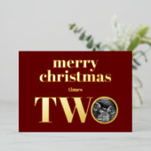 Tweemaal kerstfeestelijke briefkaart Gold (Staand Voorkant)