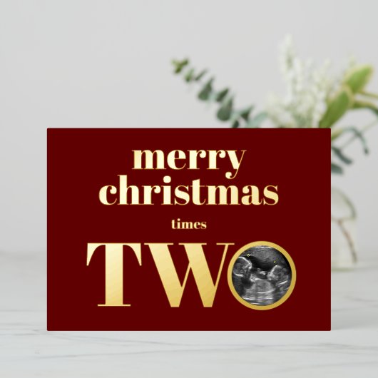 Tweemaal kerstfeestelijke briefkaart Gold (Staand Voorkant)