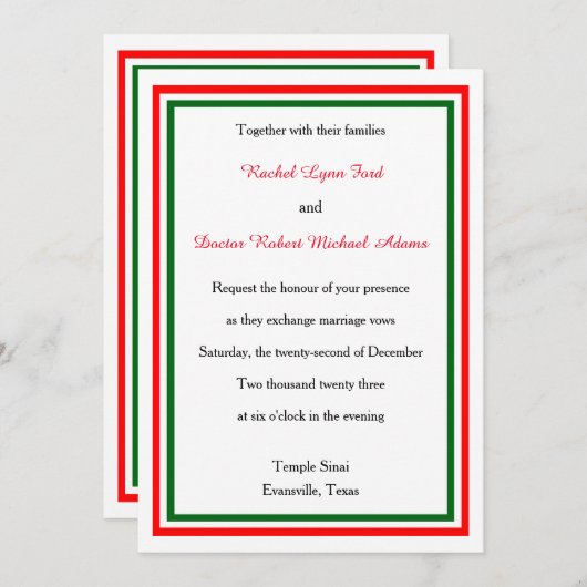 Tweemaal kersttrim - 5x7 huwelijksuitnodiging kaart (Voorkant / Achterkant)