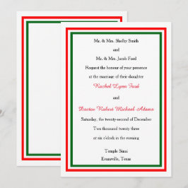 Tweemaal kersttrim - 5x7 huwelijksuitnodiging kaart
