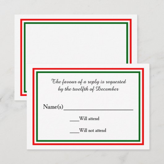 Tweemaal kersttrim - RSVP-kaart RSVP Kaartje (Voorkant / Achterkant)