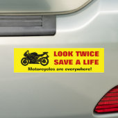 "Tweemaal Kijken" Motor Bewustzijn Bumpersticker (Op auto)
