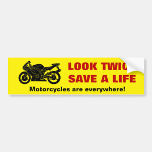 "Tweemaal Kijken" Motor Bewustzijn Bumpersticker
