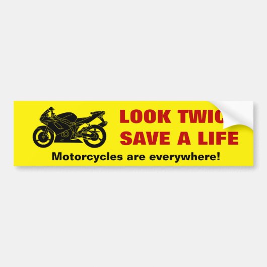 "Tweemaal Kijken" Motor Bewustzijn Bumpersticker (Voorkant)
