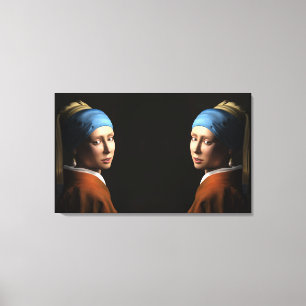 TWEEMAAL MEISJES MET EEN PEARL EARRING Digital Art Canvas Afdruk