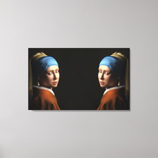 TWEEMAAL MEISJES MET EEN PEARL EARRING Digital Art Canvas Afdruk (Voorkant)