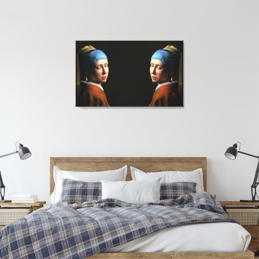 TWEEMAAL MEISJES MET EEN PEARL EARRING Digital Art Canvas Afdruk (Insitu (Slaapkamer))