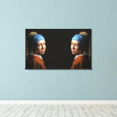 TWEEMAAL MEISJES MET EEN PEARL EARRING Digital Art Canvas Afdruk (Insitu (Houten vloer))