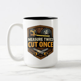 Tweemaal Meten, Eénmaal Snijden - Houtbewerking & Tweekleurige Koffiemok