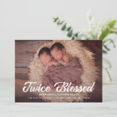 Tweemaal ontzegd | Fotoaankondiging Twins Baby Aankondiging (Staand voorkant)
