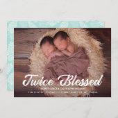 Tweemaal ontzegd | Fotoaankondiging Twins Baby Aankondiging (Voorkant / Achterkant)