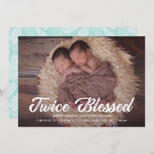 Tweemaal ontzegd | Fotoaankondiging Twins Baby Aankondiging (Voorkant / Achterkant)