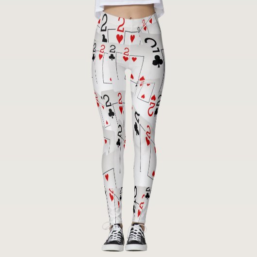 Tweemaal, Pokerkaarten, Aantal, Dames Leggings (Voorkant)