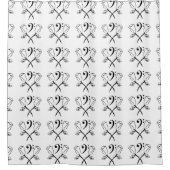 Tweemaal Roos boven Bass Clef Douchegordijn (Voorkant)