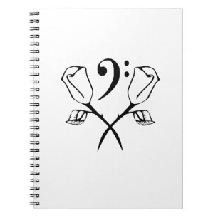 Tweemaal Roos boven Bass Clef Notitieboek