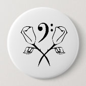 Tweemaal Roos boven Bass Clef Ronde Button 4,0 Cm (Voorkant)