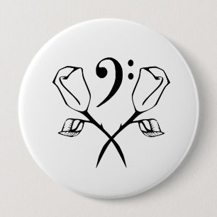 Tweemaal Roos boven Bass Clef Ronde Button 4,0 Cm