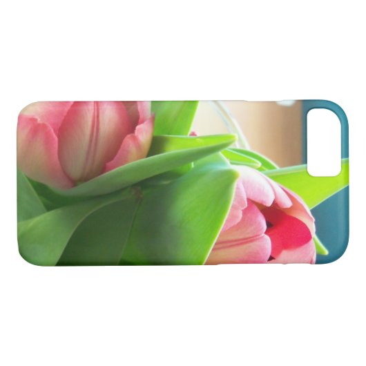 Tweemaal roze tulpen op een telefoongeval Case-Mate iPhone case (Achterkant (Horizontaal))