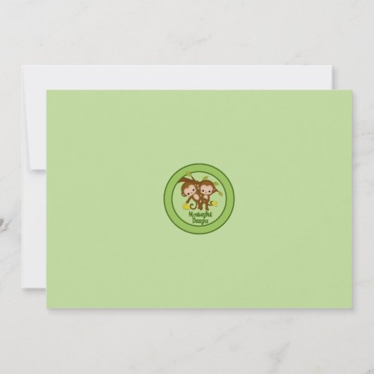 TWEEMAANDEN Baby Shower-uitnodigingen GROENE MM2 Kaart (Achterkant)