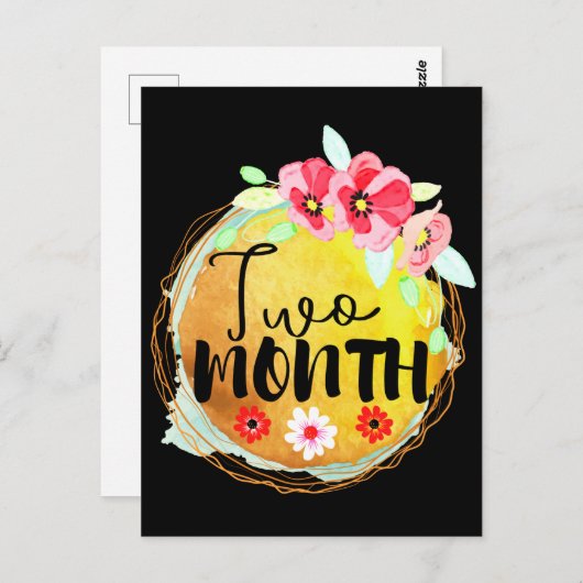 Tweemaands oud Briefkaart van het Etiket van Baby (Voorkant / Achterkant)