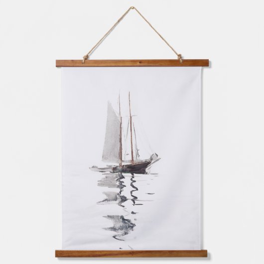 Tweemaster Schooner met Dory (1894) Hangend Wandkleed (Voorkant)