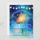 Tween Bonfire Birthday Party Invitation Kaart (Voorkant)
