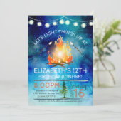 Tween Bonfire Birthday Party Invitation Kaart (Staand voorkant)