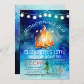 Tween Bonfire Birthday Party Invitation Kaart (Voorkant / Achterkant)