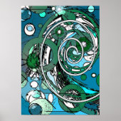Tween-cirkels - blauw/groen Abstract Poster (Voorkant)