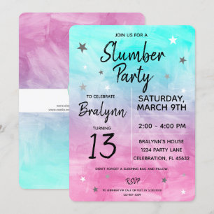 Tween Girl Birthday Slumber Party Waterverf Kaart