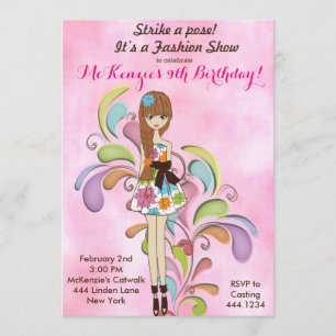 Tween Girl Mode Birthday Uitnodiging