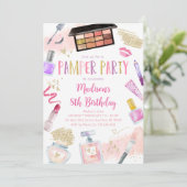 Tween Girl Pink Pamper Party Verjaardag Kaart (Staand voorkant)